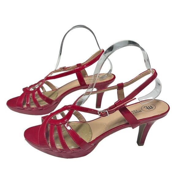 Mootsies Tootsies Sexy Bright Red Shiny Open Toe Heels Sandals Casual Formal - Picture 1 of 11